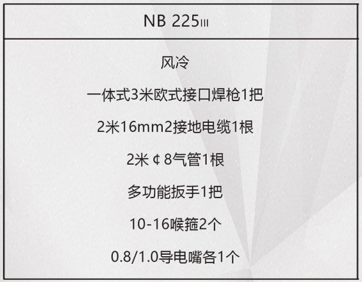 itb8888通博NB 225???气保焊机标配附件